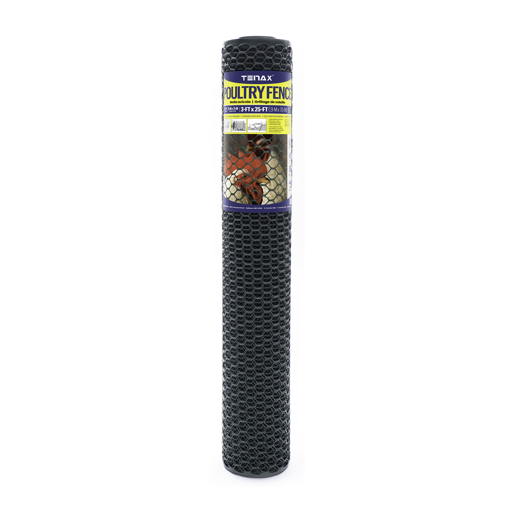 Tenax Poultry Fence — 3ft. x 25ft., HDPE, Green, Heavy-Duty, Model# 2A230026